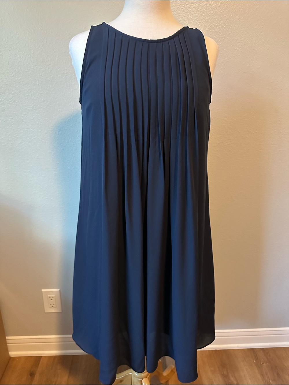 Nanette Lepore Navy Pleated A-Line Skirt